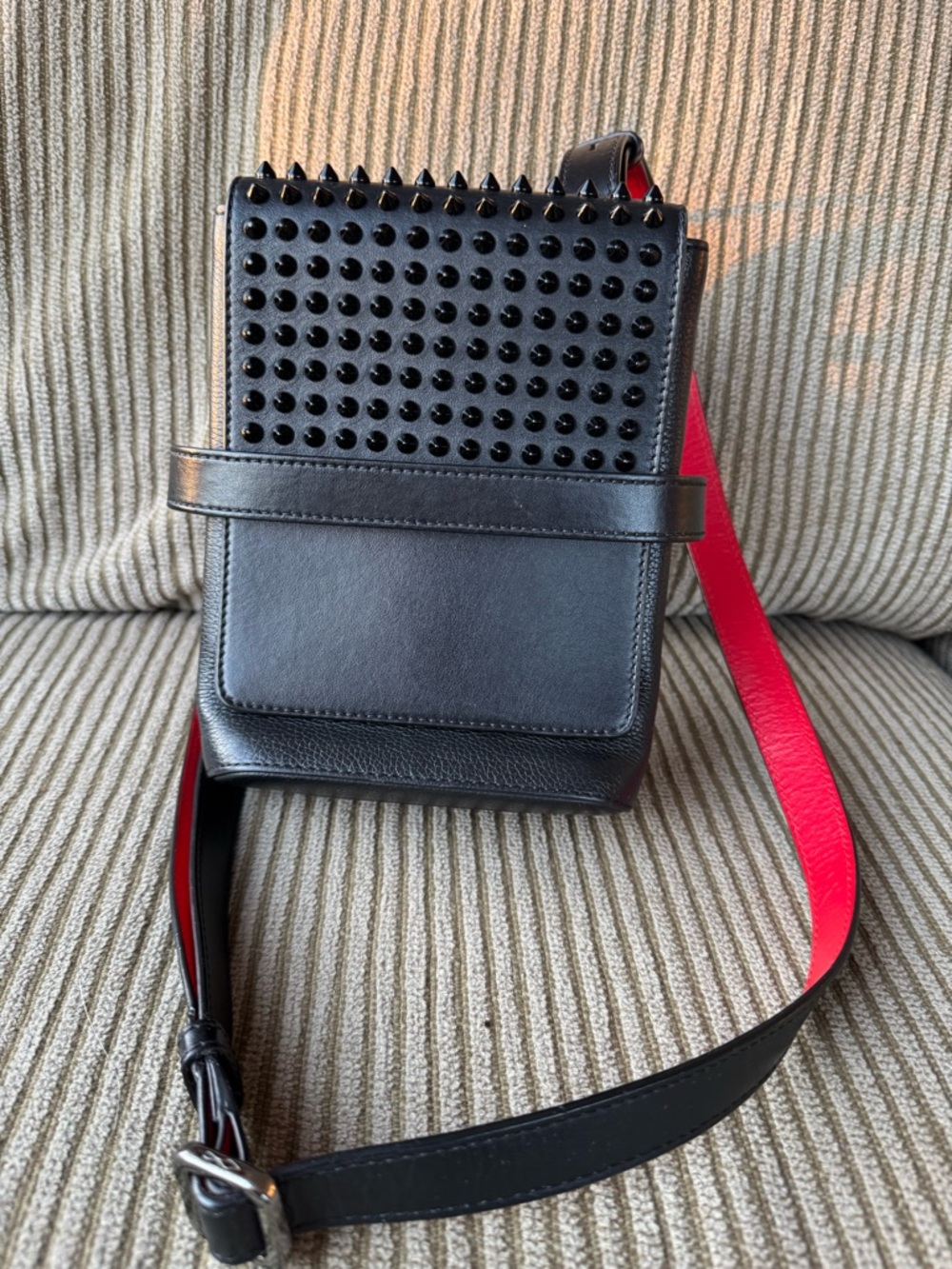 Christian Louboutin Benech Repo Bag Black Spiked with COA